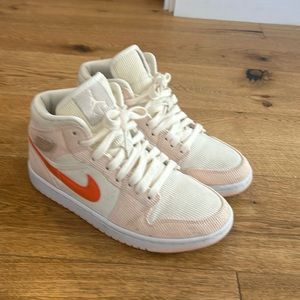jordan’s corduroy orange,cream ,pink women’s size 8